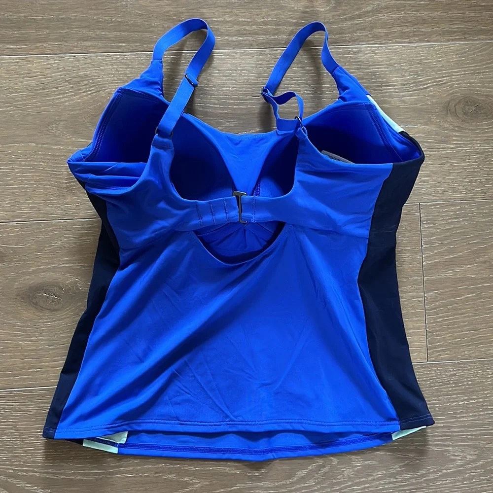 Athleta Coastline Bra Cup Tankini Cinch Full Bottom in Cerulean Blue